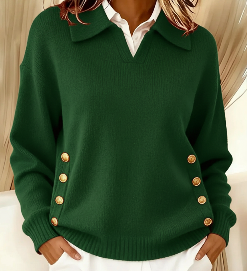 Erminia | Maglione con Collo Polo e Bottoni
