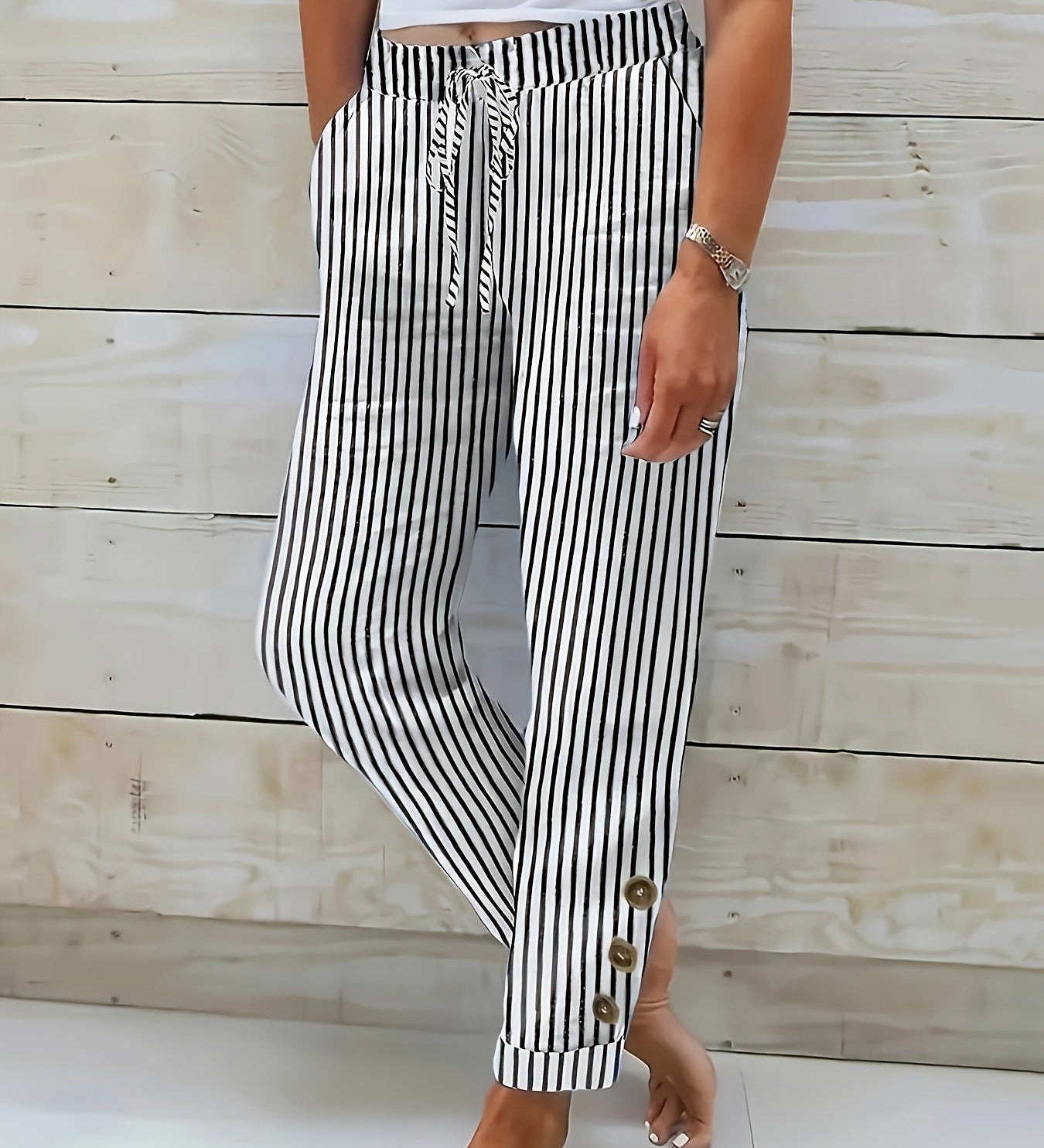 Raquelle - Pantaloni Casual a Righe