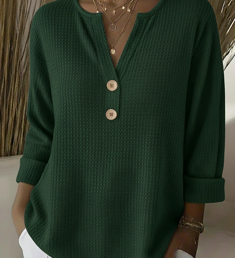 Lucia | Maglietta Henley Goffrata con Bottoni