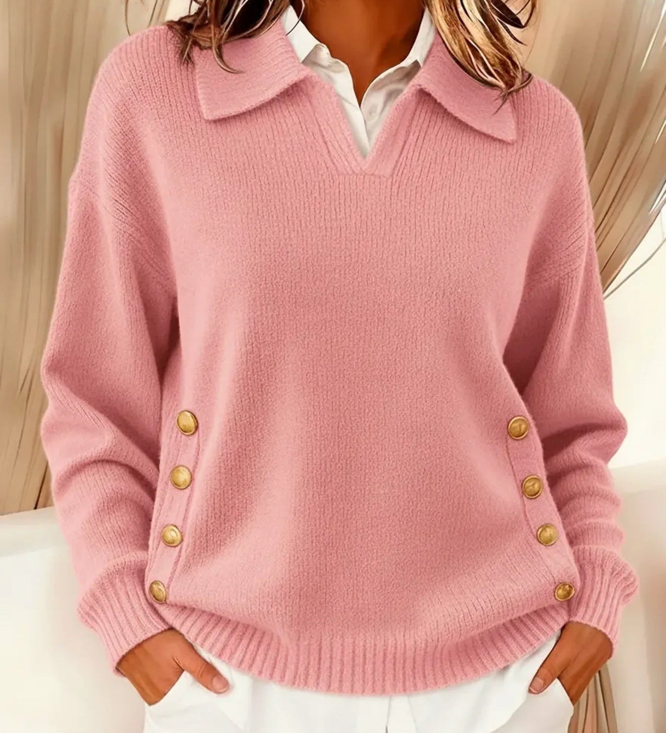 Erminia | Maglione con Collo Polo e Bottoni