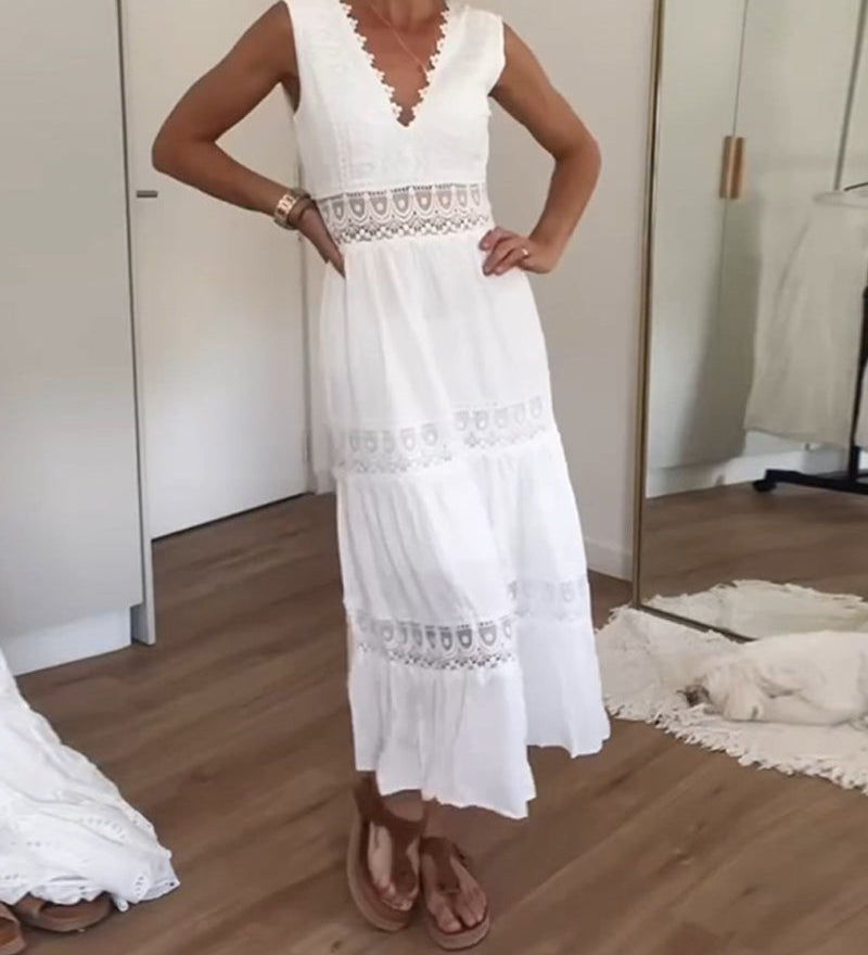Circe - Vestito Camisola in Pizzo con Scollo a V
