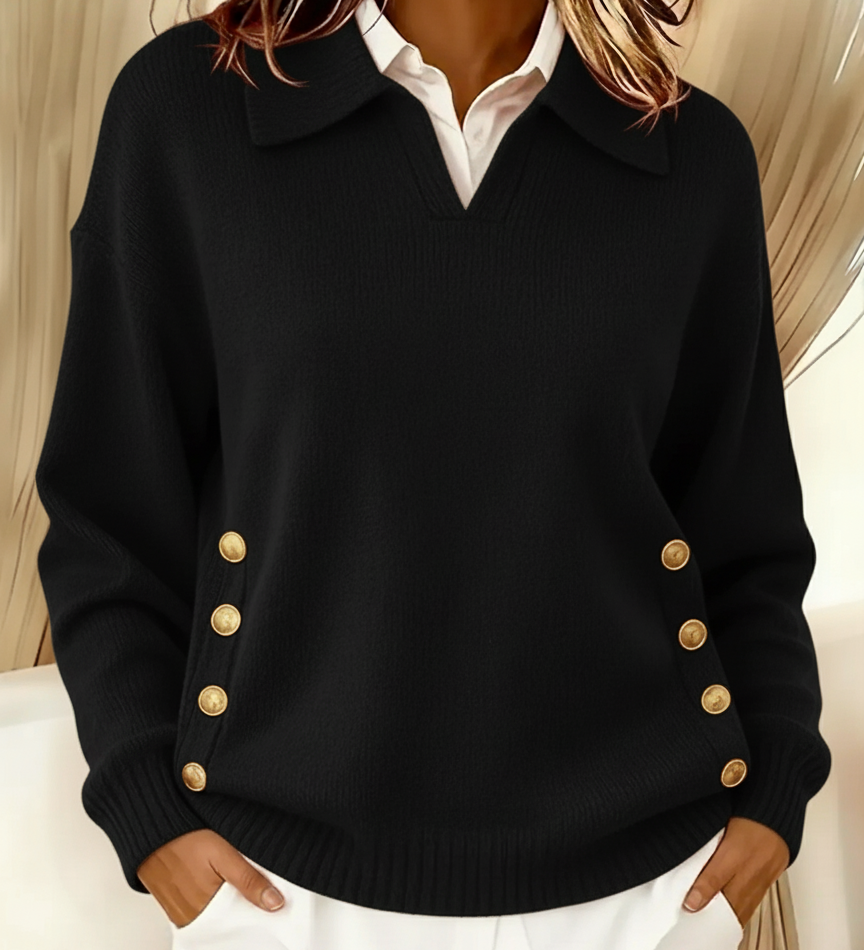 Erminia | Maglione con Collo Polo e Bottoni