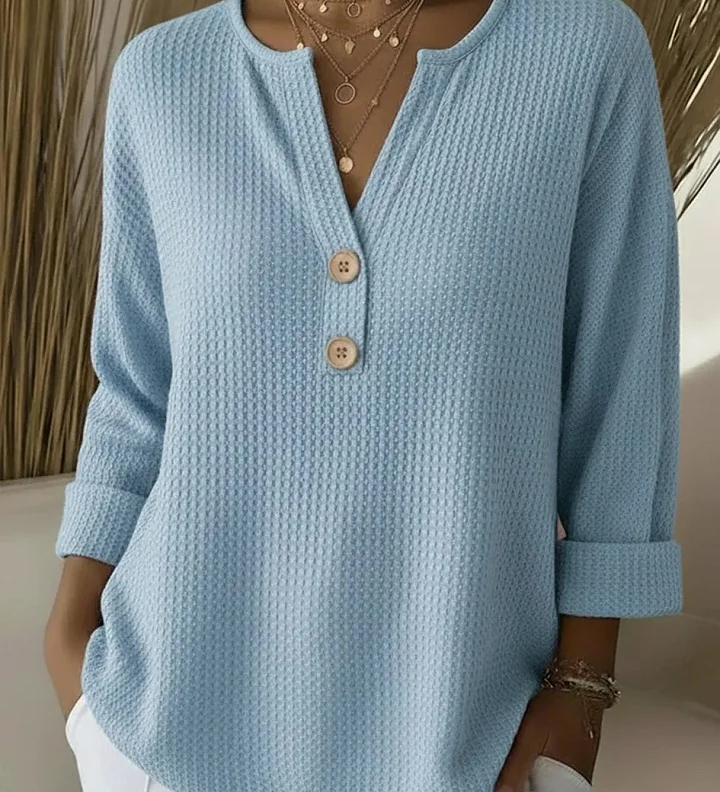 Lucia | Maglietta Henley Goffrata con Bottoni