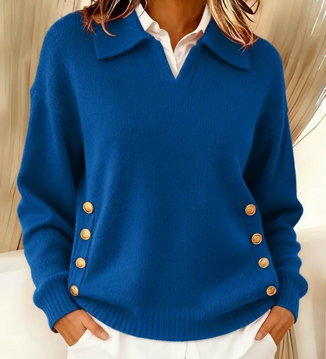 Erminia | Maglione con Collo Polo e Bottoni