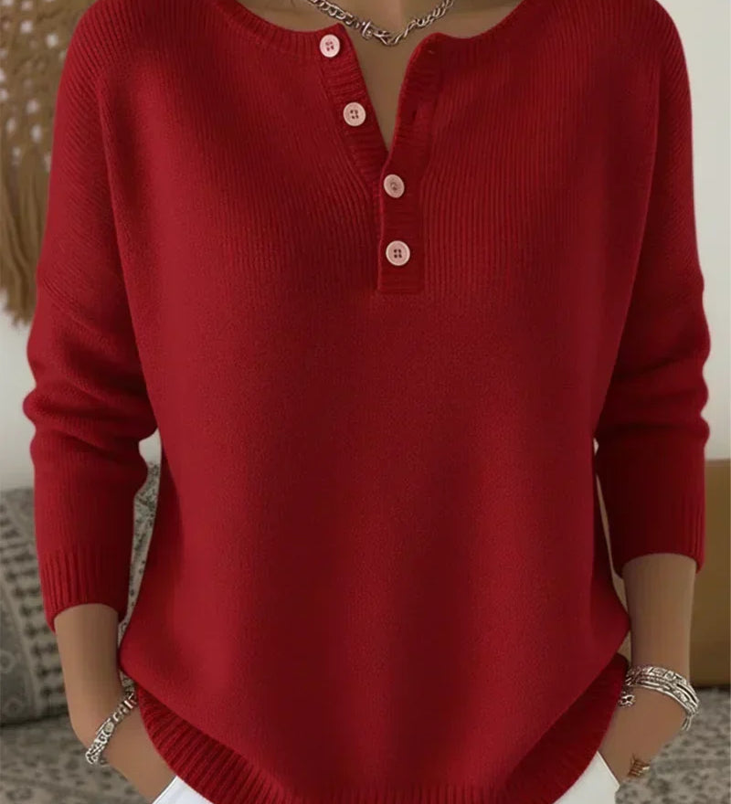 Ernesta | Maglione in Maglia con Bottoni Henley