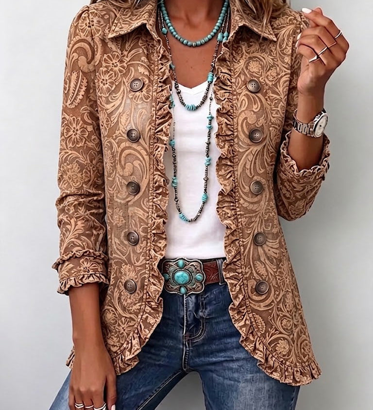Bruna | Giacca Floreale Vintage con Volant