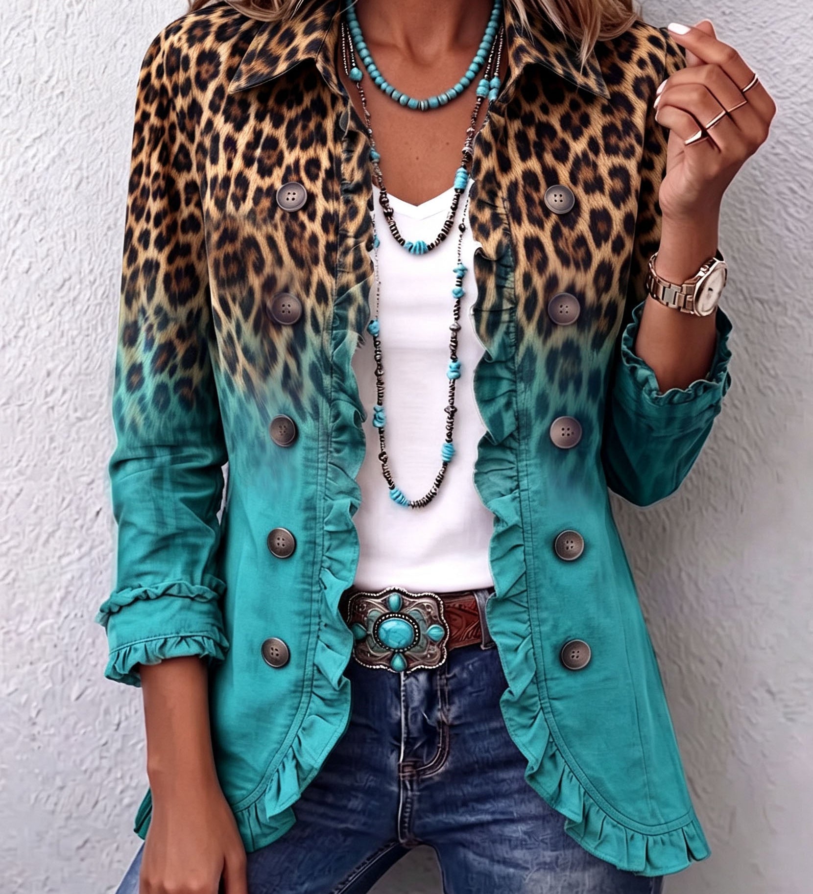 Giuseppina | Blazer Leopardo Sfumato con Volant