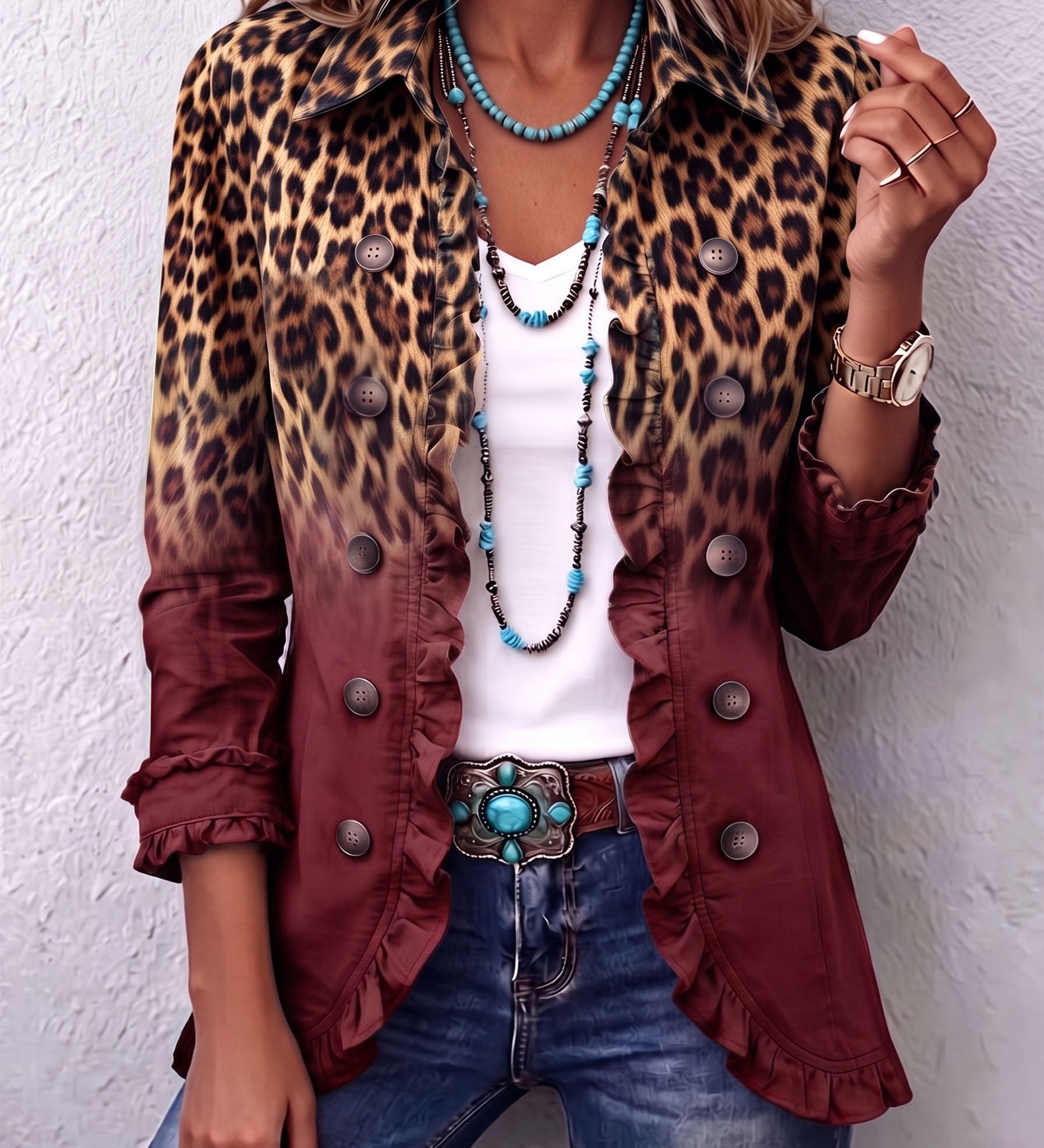 Giuseppina | Blazer Leopardo Sfumato con Volant