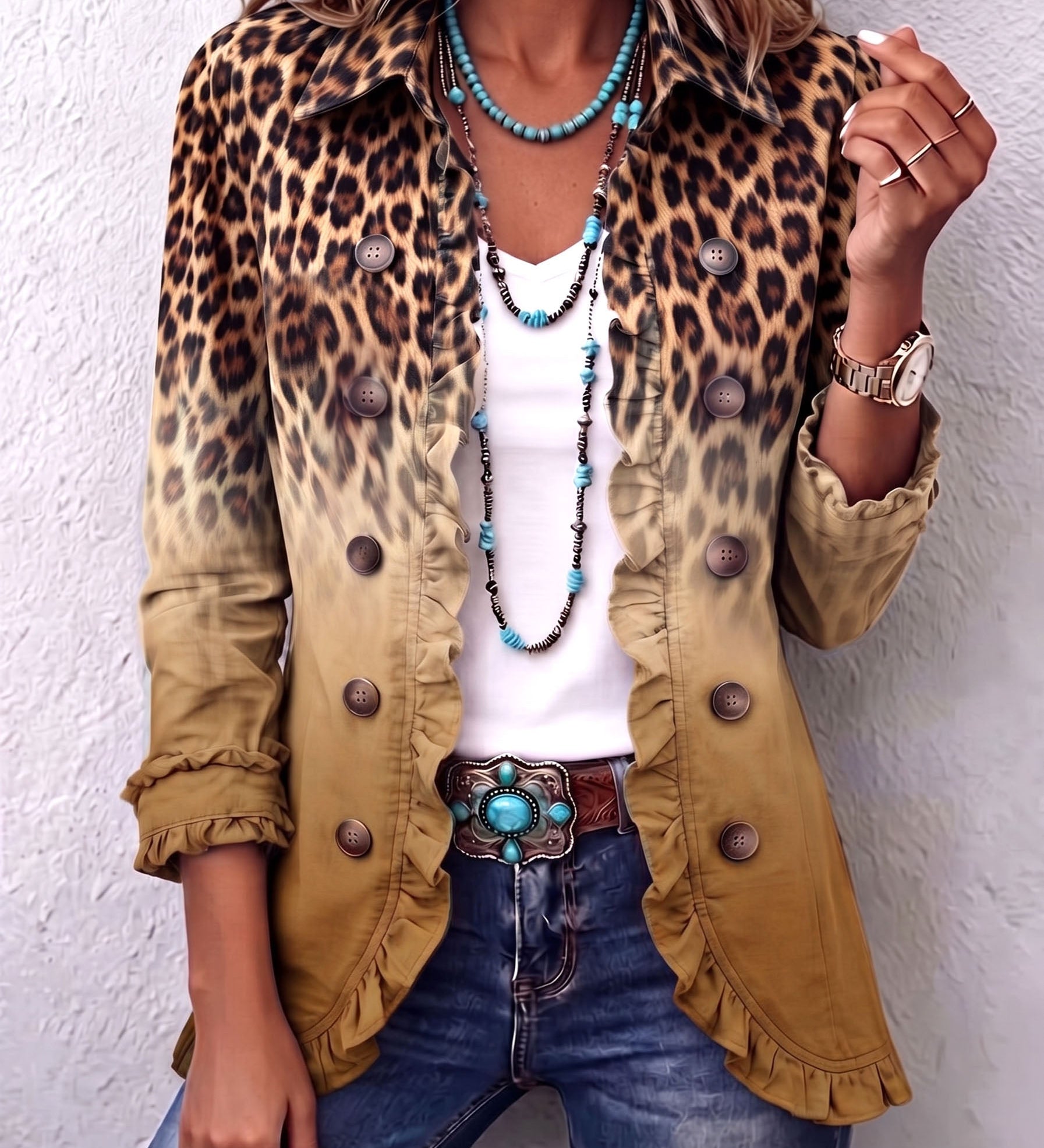 Giuseppina | Blazer Leopardo Sfumato con Volant