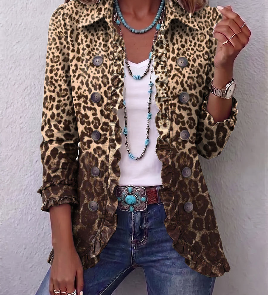 Gina | Giacca Leopardo con Volant