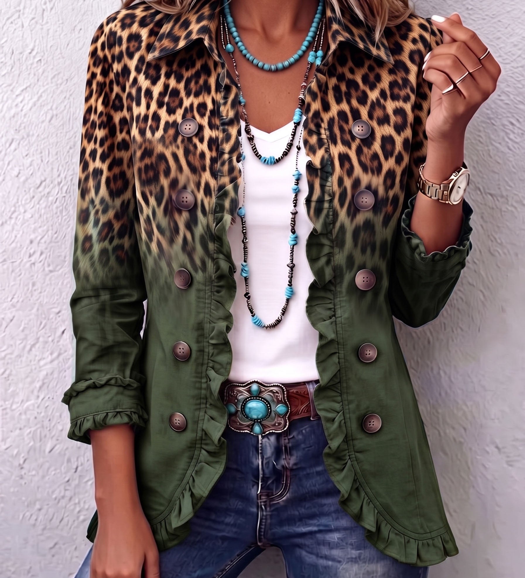 Giuseppina | Blazer Leopardo Sfumato con Volant